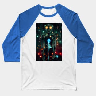 Bioluminescent Android Portrait Baseball T-Shirt